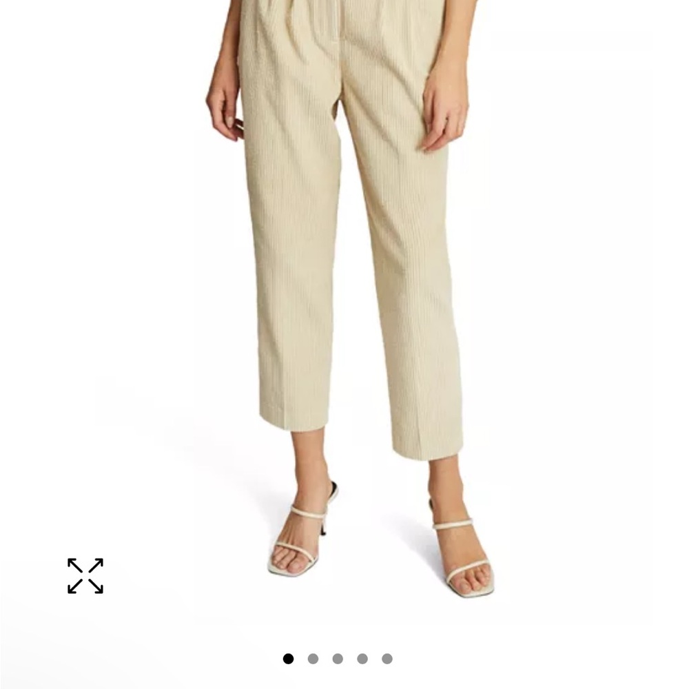 Reiss Aster Corduroy Cropped Pants in Cream - Picture 3 of 5